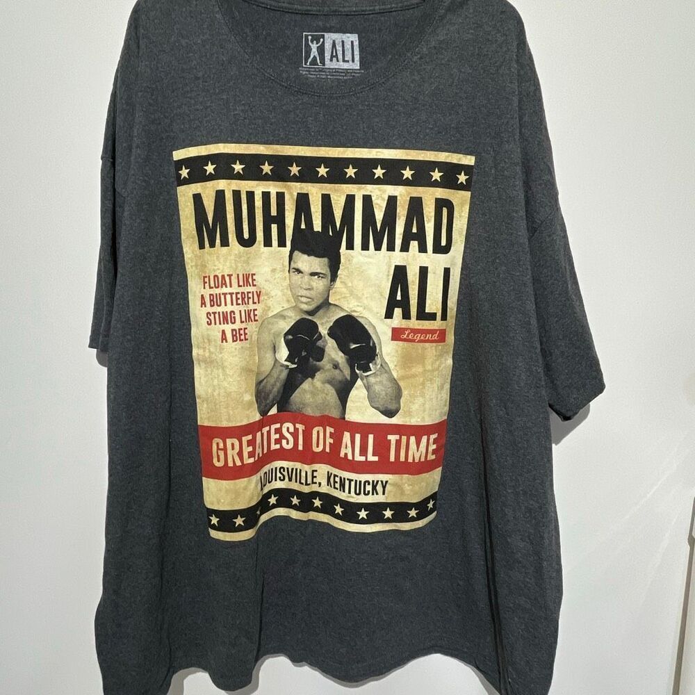 Muhammad Ali Men's Gray The Greatest Of All‎ Time Boxing Graphic T-Shirt Size 4X